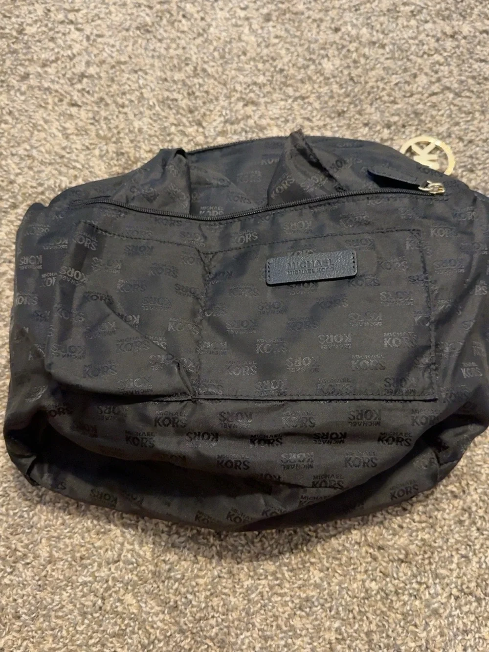 Michael Kors Black Logo Satchel with Gold MK Charm Y2K